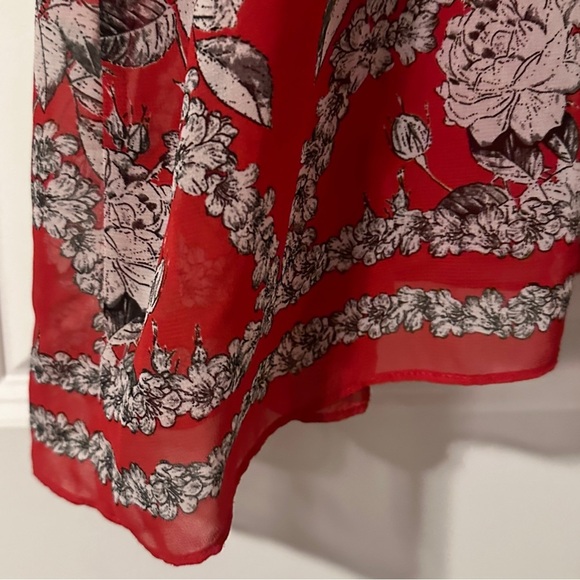 Max Studio Red Floral Keyhole Back Tank Top Women’s Size Large Spring Feminine - Picture 13 of 13